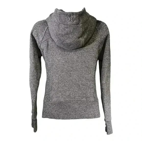 Lululemon Scuba Hoodie Light Cotton Fleece Heathered Speckled Black Women's 2 - Picture 2 of 6